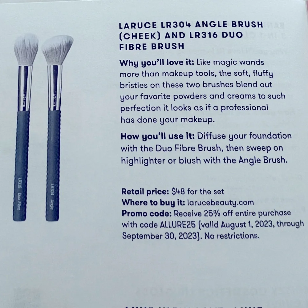 LARUCE LR304 ANGLE BRUSH (CHEEK) AND LR316 DUO FIBRE BRUSH